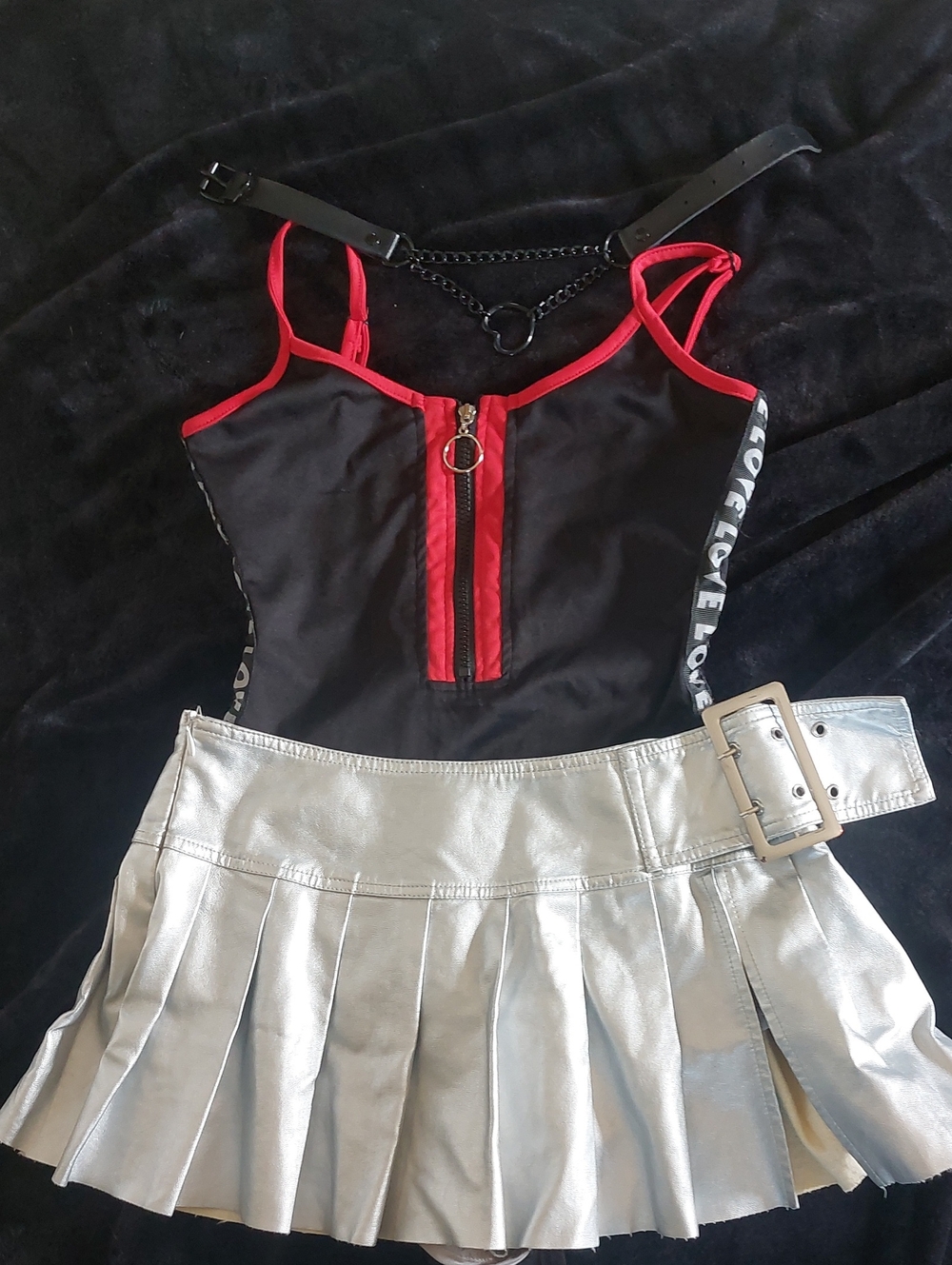 Silver Pleated Mini Skort Set